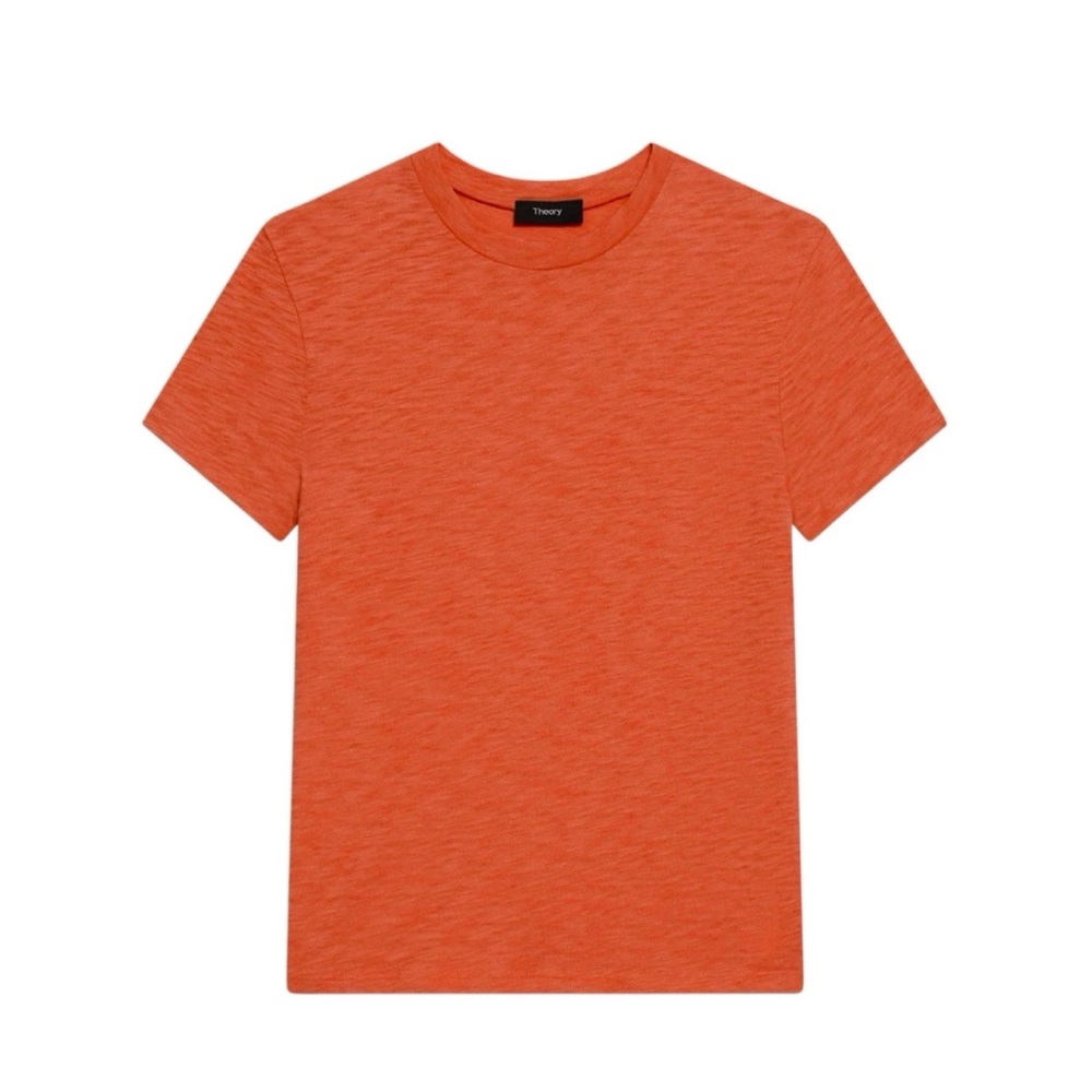 THEORY Men's Essential Cosmos Slub Cotton Short Sleeve Tee-Orange-Size Medium
